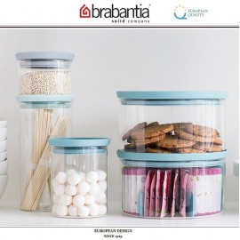 Банка STACKABLE для чайных пакетиков, с разделителями, D 19 см, H 11 см, стекло, Brabantia