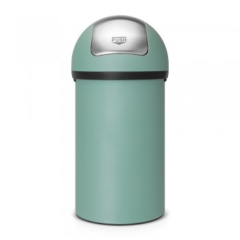 Мусорный бак с нажимной крышкой Push Bin, V 60 л, сталь нержавеющая, цвет ментол, Brabantia