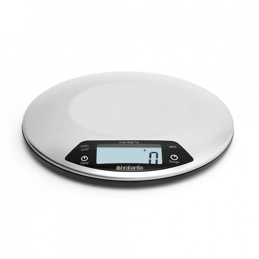 Цифровые кухонные весы на 5 кг, D 20 см, сталь, Brabantia