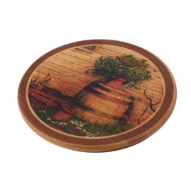 Подставка под горячее с декором , H 0,9 см, L 15 см, W 15 см, дерево, HANS and GRETCHEN