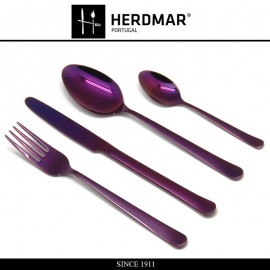 Набор столовых приборов OSLO VIOLET, 24 предмета на 6 персон, сталь 18/10, фиолетовое глянцевое PVD покрытие, Herdmar