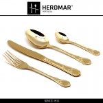 Набор столовых приборов RENASCENCA GOLD, 24 предмета на 6 персон, сталь 18/10 с золотым покрытием 24 KTS, Herdmar