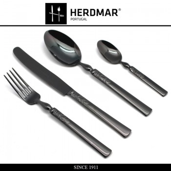 Набор столовых приборов 1911, 24 предмета на 6 персон, черный, сталь 18/10, Herdmar
