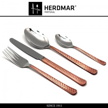 Набор столовых приборов STRAW COPPER, 24 предмета на 6 персон, сталь 18/10, медное покрытие, Herdmar