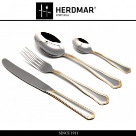 Набор ножей столовых ISIS - 2, 3 шт, матовая сталь 18/10 с золотым декором, Herdmar