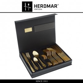 Набор столовых приборов ROCCO OLD GOLD, 24 предмета на 6 персон, сталь 18/10, золотое матовое покрытие, Herdmar