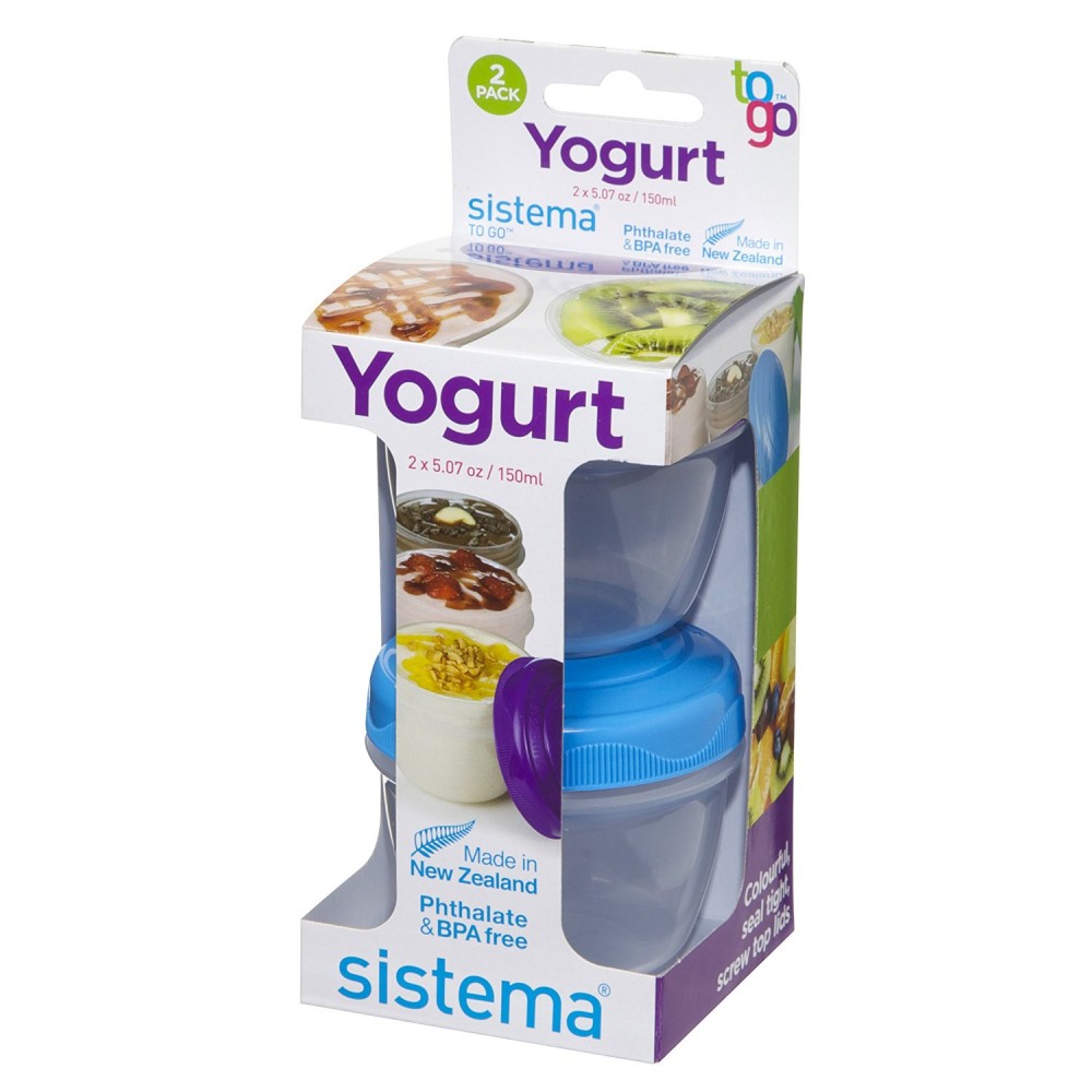 Йогуртницы, 2 шт по 150 мл, эко-пластик пищевой, серия TO-GO, Sistema