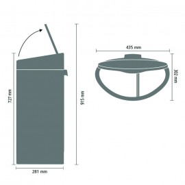 Двухсекционный мусорный бак Touch Bin New, V 10/23 л, Нержавеющая сталь, L 30,5 см, W 43,5 см, H 72,5 см, Brabantia