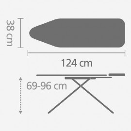 Гладильная доска Размер B (124x38 см), L 7 см, W 48,5 см, H 160,5 см, Brabantia