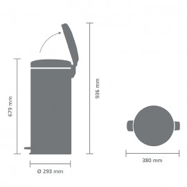 Мусорный бак с педалью NewIcon, V 30 л, Нержавеющая сталь, L 34,0 см, W 30,0 см, H 67,5 см, Brabantia