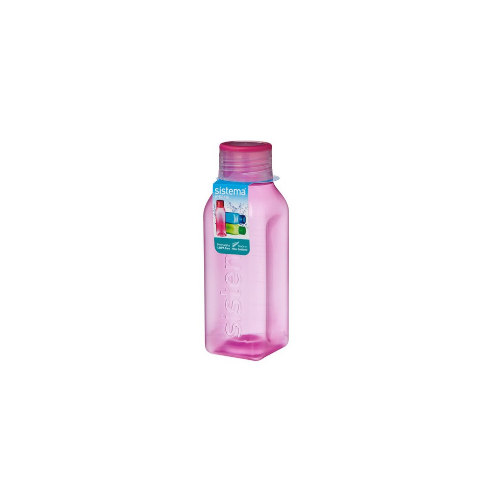 Бутылка квадратная Hydrate, Пластик, V 475 мл, L 6 см, W 6 см, H 18,7 см, Sistema