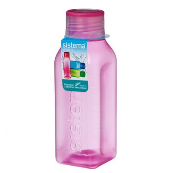 Бутылка квадратная Hydrate, Пластик, V 475 мл, L 6 см, W 6 см, H 18,7 см, Sistema