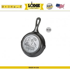 Сковорода Wolf (Волк) коллекция WildLife, D 16 см, чугун литой, Lodge