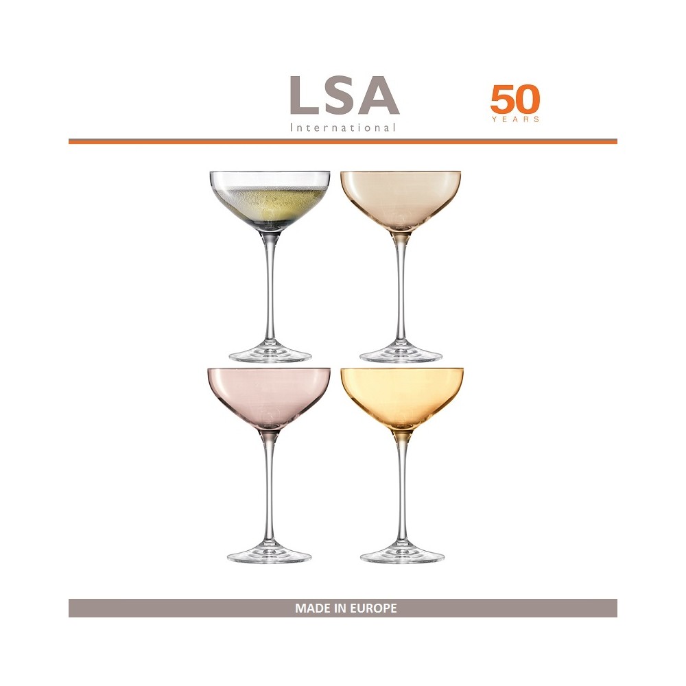 Набор бокалов Polka для коктейлей, ручная работа, 4 шт по 235 мл, цвет металлик, LSA