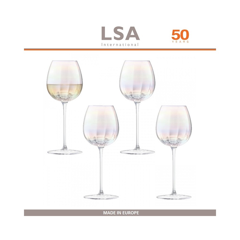 Набор бокалов Pearl для белого вина, ручная работа, 4 шт по 325 мл, цвет перламутр, LSA
