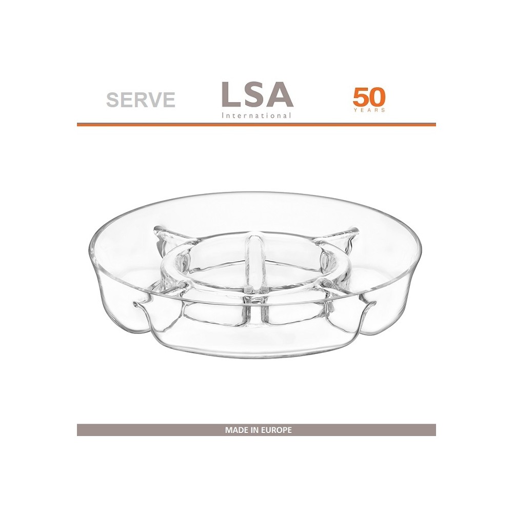 Блюдо-менажница SERVE ручной работы, D 35 см, 6 отделений, LSA