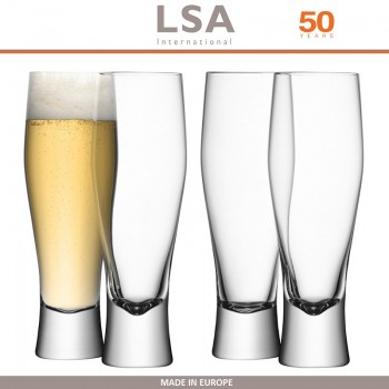 Бокалы Bar для пива ручной выдувки, 4 шт по 400 мл, LSA
