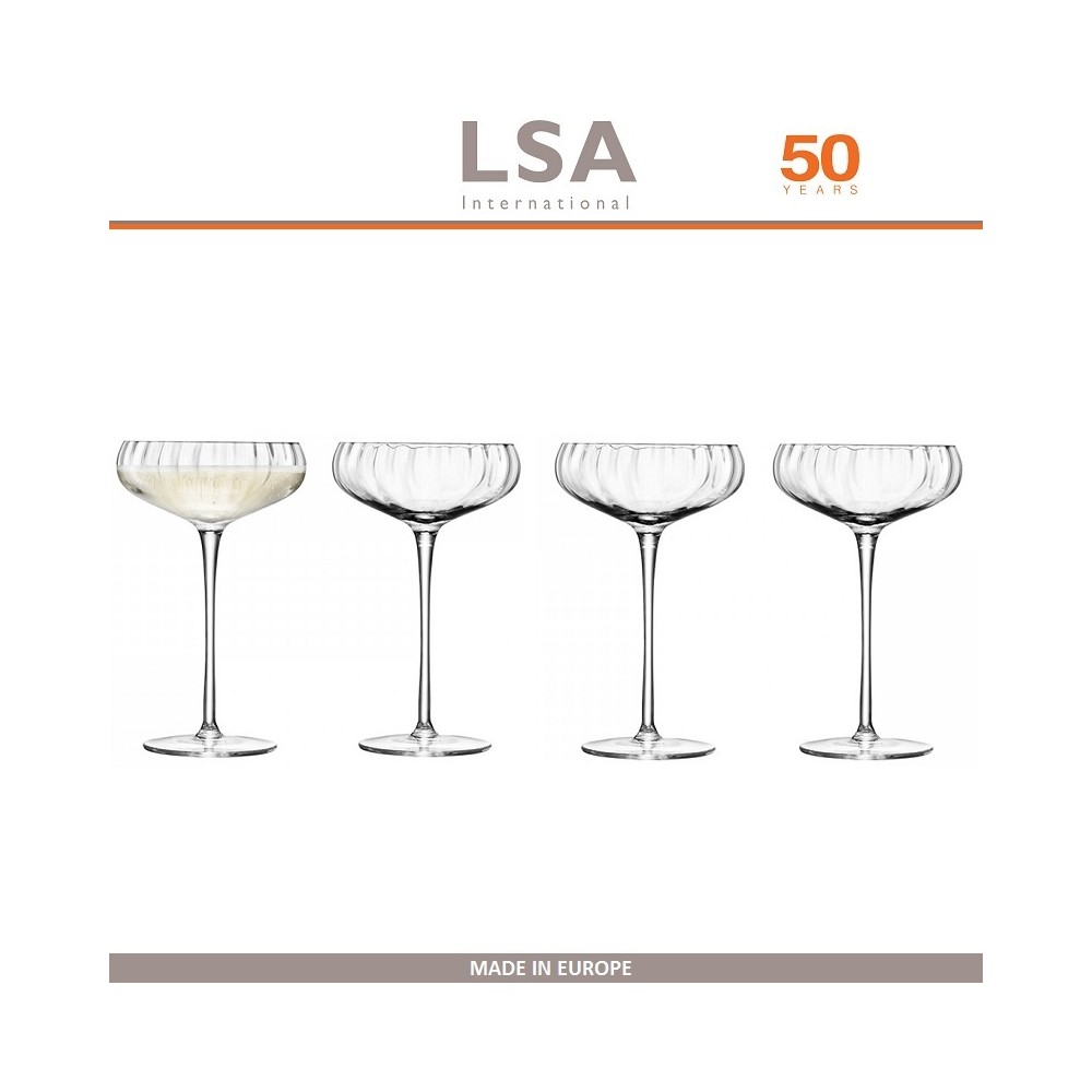 Набор бокалов AURELIA для коктейлей, шампанского, ручная работа, 4 шт по 300 мл, LSA