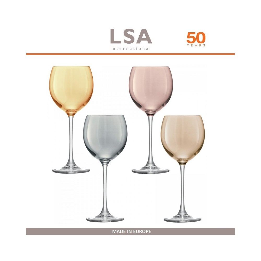 Набор бокалов Polka для вина, ручная работа, 4 шт по 400 мл, цвет металлик, LSA