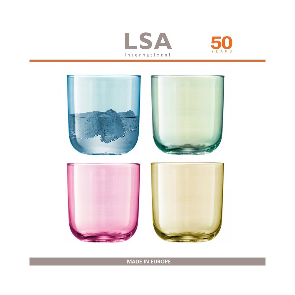 Набор бокалов Polka для воды, сока, ручная работа, 4 шт по 420 мл, цвет мультиколор, LSA