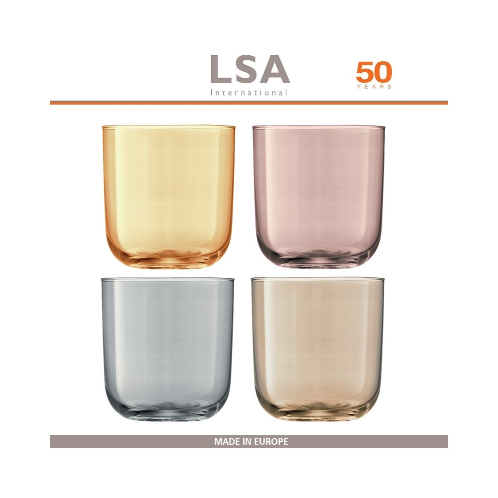 Набор бокалов Polka для воды, сока, ручная работа, 4 шт по 420 мл, цвет металлик, LSA