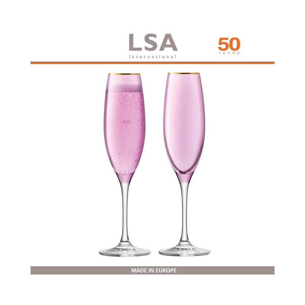 Бокалы Sorbet для шампанского, ручная выдувка, 2 шт по 225 мл, цвет розовый, LSA