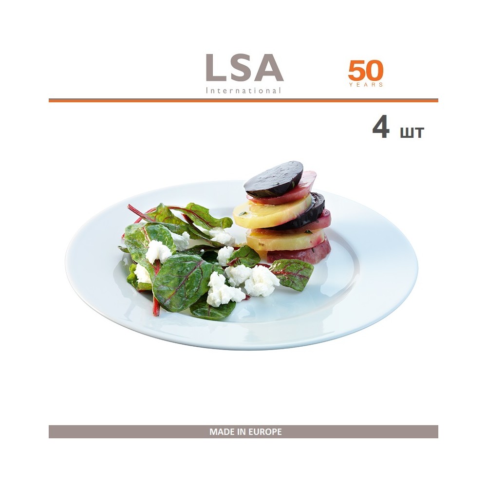 Набор обеденных тарелок DINE с бортиком, 4 шт, D 25 см, LSA