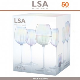 Набор бокалов Pearl для белого вина, ручная работа, 4 шт по 325 мл, цвет перламутр, LSA