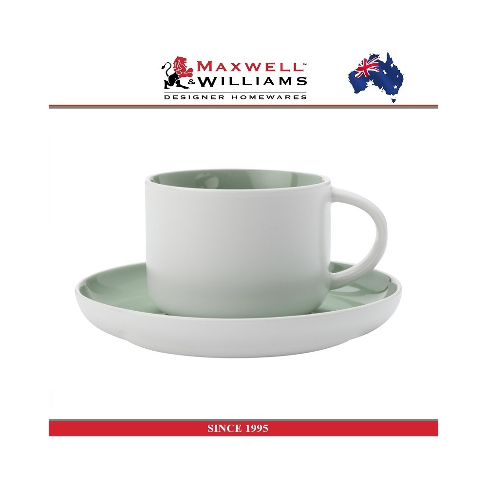 Чайная пара Tint белый-фисташка, 250 мл, Maxwell & Williams