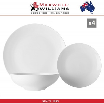 Комплект обеденный Basic White на 4 персоны, 12 предметов, Maxwell & Williams