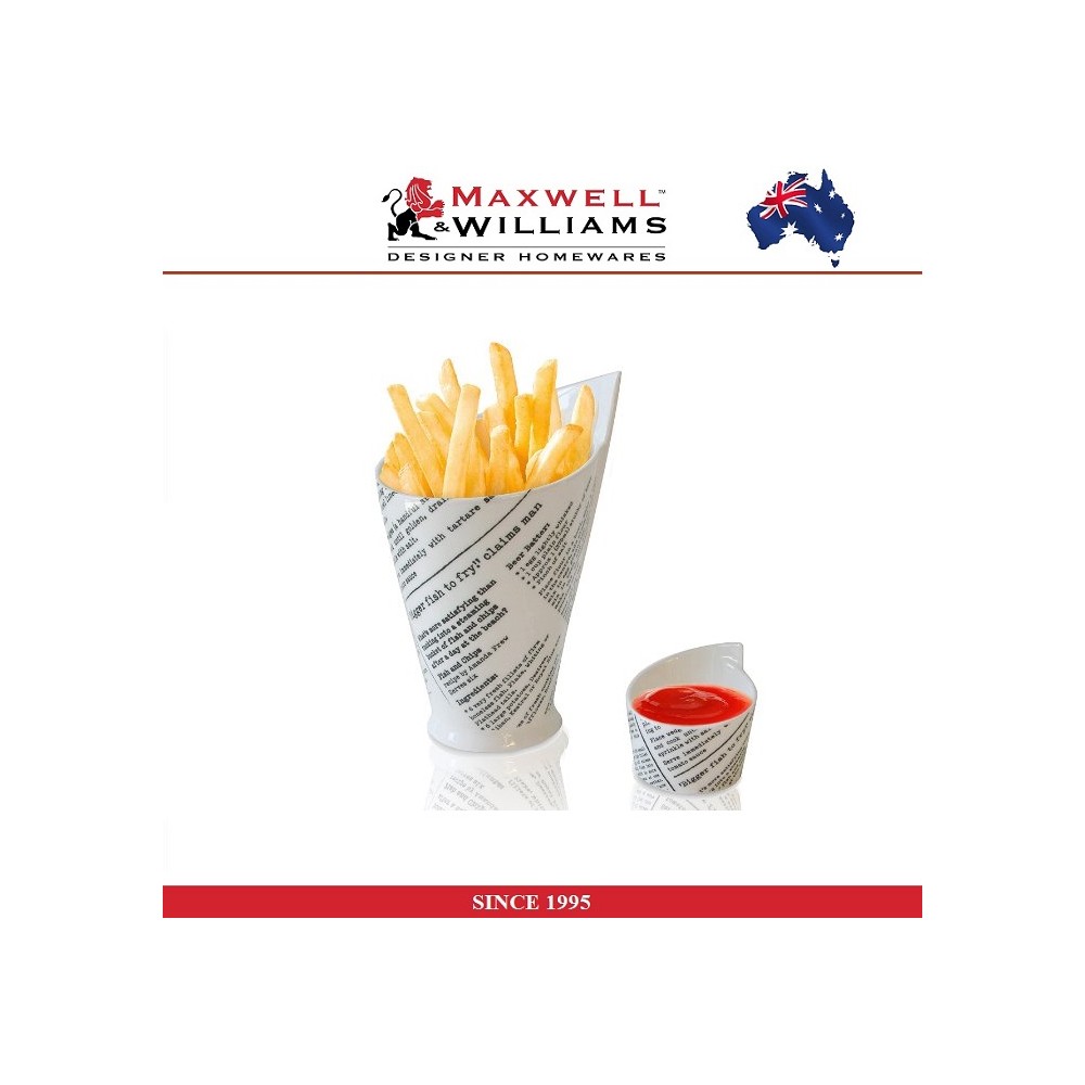 Емкость Newsprint French Fries для картофеля фри с соусником, Maxwell & Williams