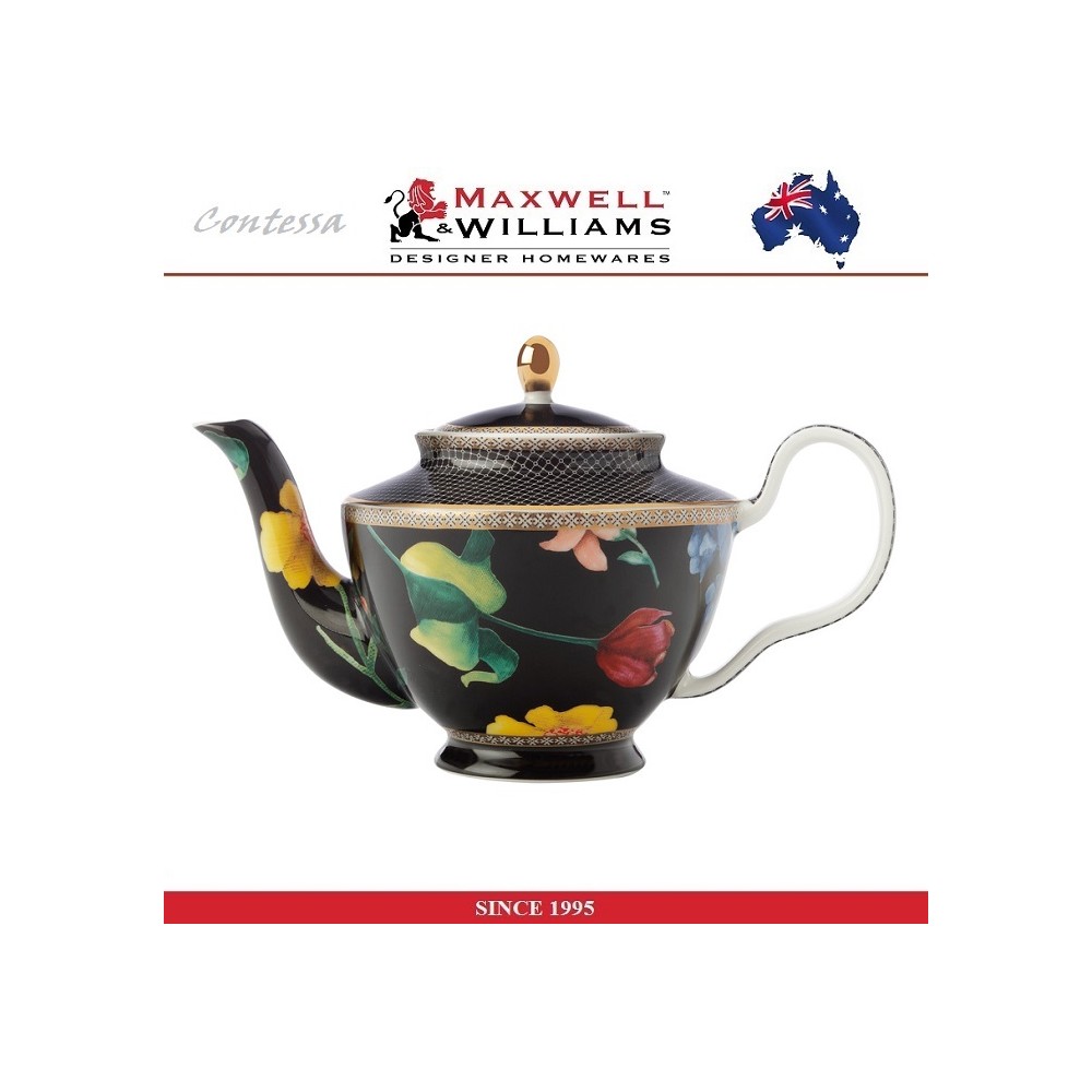 Заварочный чайник Contessa черный, 1000 мл, фарфор, Maxwell & Williams
