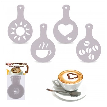 Набор декораторов для капучино, 4 шт, пластик пищевой, MD