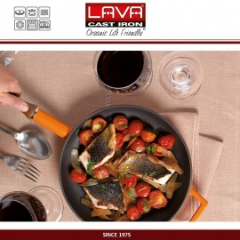 Сковорода чугунная с эмалевым покрытием, D 28 см, цвет красный, LAVA