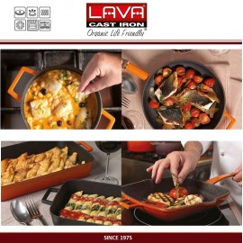 Сковорода чугунная с эмалевым покрытием, D 24 см, цвет красный, LAVA