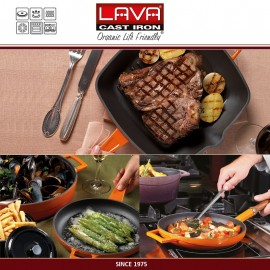 Сковорода чугунная с эмалевым покрытием, D 28 см, цвет черный, LAVA