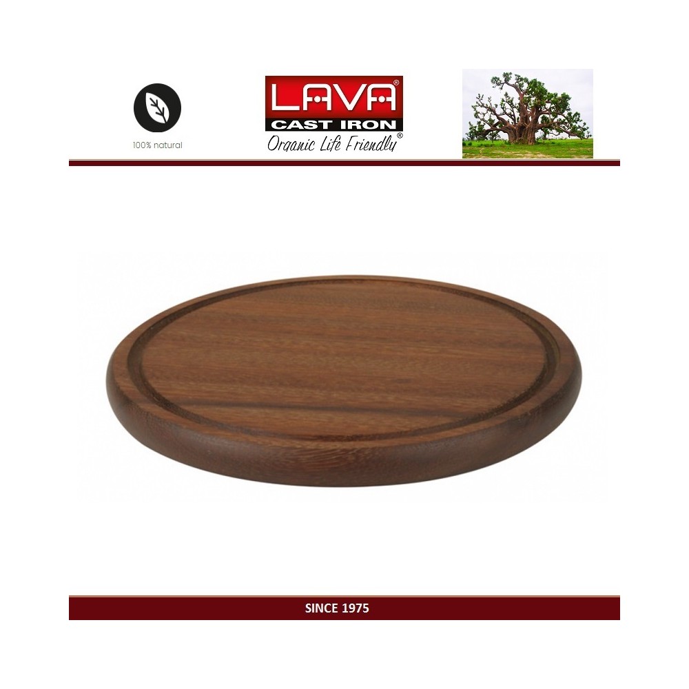 Доска IROKO Premium для нарезки и подачи, D 30 см, дерево ироко, LAVA