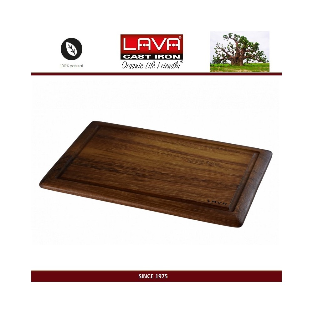 Доска IROKO Premium для нарезки и подачи, 35 x 25 см, дерево ироко, LAVA