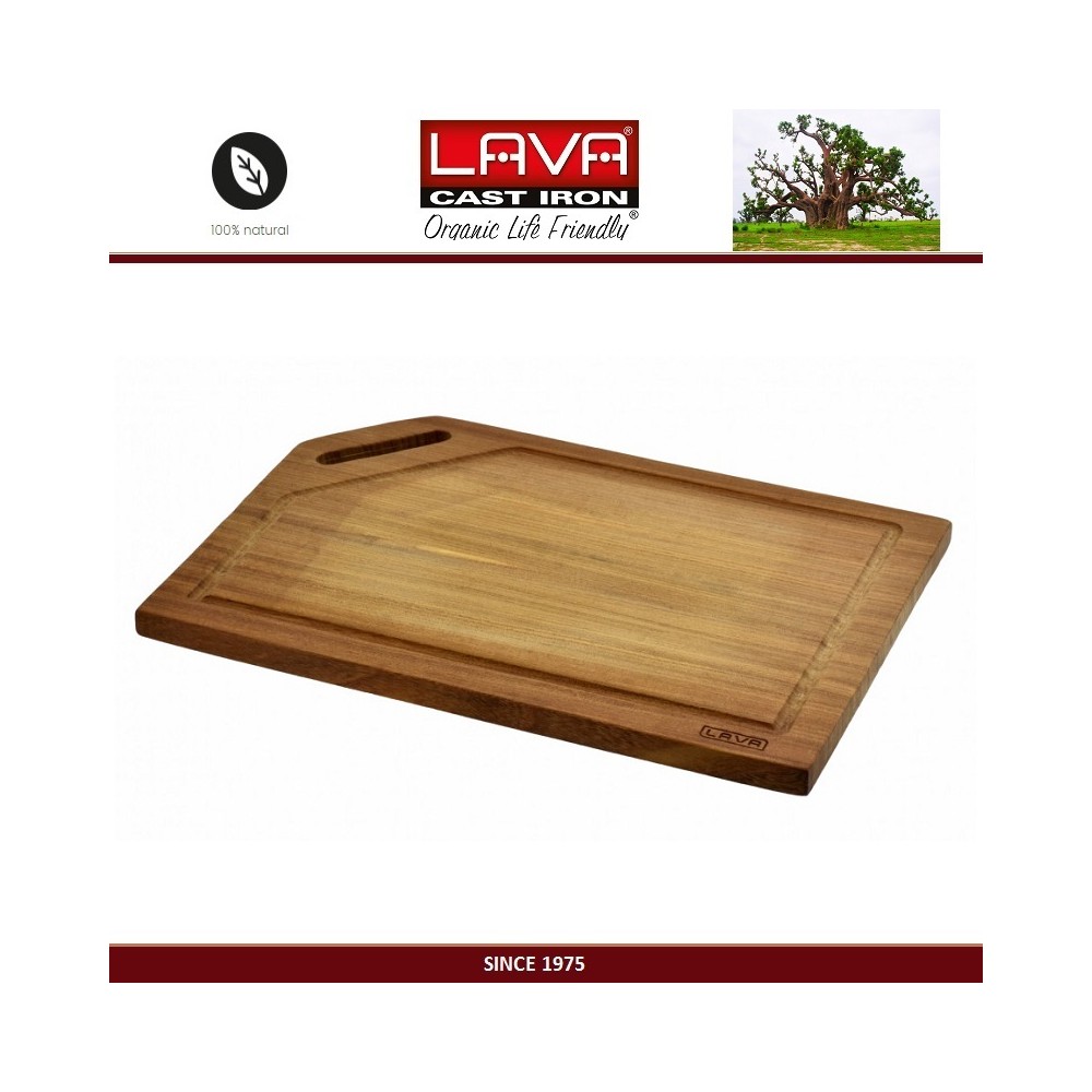 Доска IROKO Premium для нарезки и подачи, 36 x 28 см, дерево ироко, LAVA