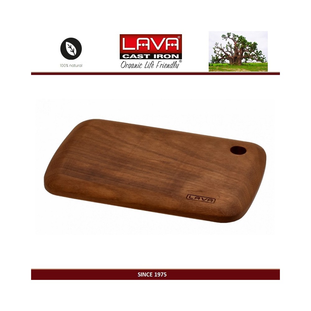 Доска IROKO Premium для нарезки и подачи, 26 x 17 см, дерево ироко, LAVA
