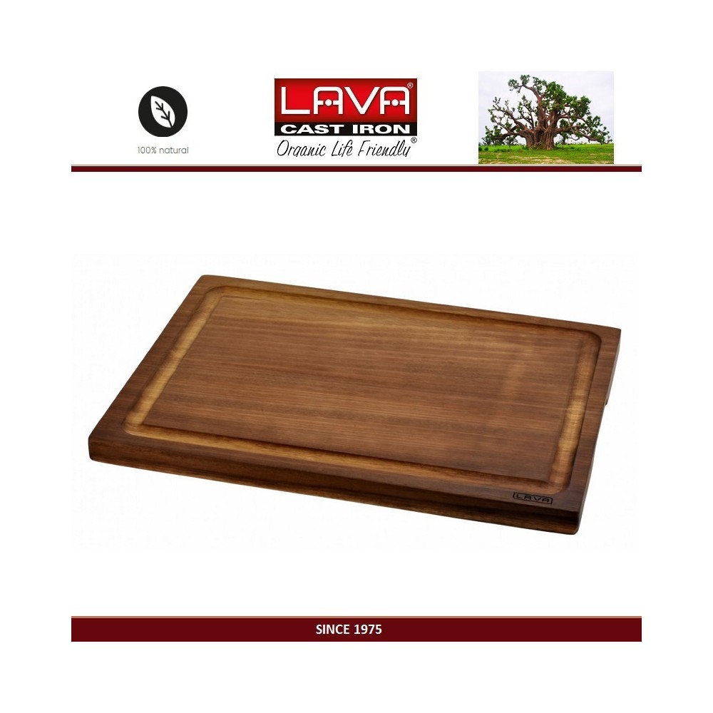 Доска IROKO Premium для нарезки и подачи, 46 x 34 см, дерево ироко, LAVA