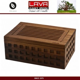 Хлебница IROKO Premium с крышкой-доской для нарезки, дерево ироко, LAVA