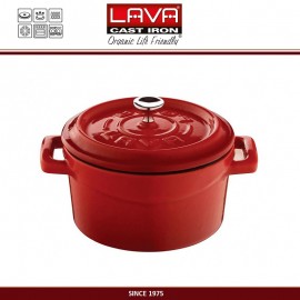 Кастрюля порционная чугунная, D 10 см, V 0.35 л, с эмалевым покрытием, LAVA