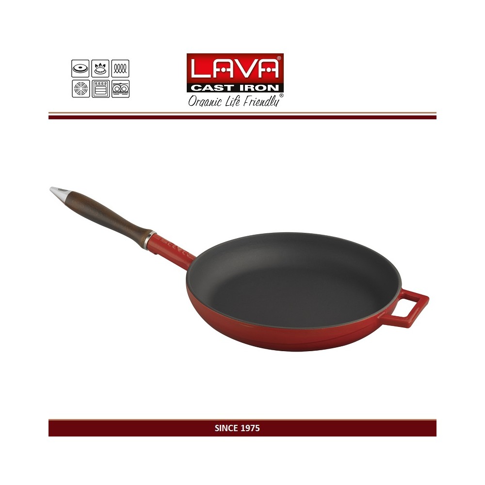Сковорода чугунная с эмалевым покрытием, D 28 см, цвет красный, LAVA, Турция