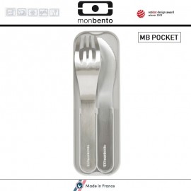 Набор из 3 столовых приборов MB Pocket серый в футляре, Monbento
