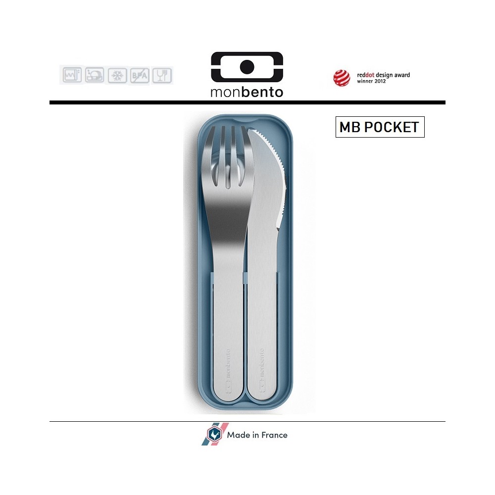 Набор из 3 столовых приборов MB Pocket Denim в футляре, Monbento