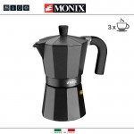 Кофеварка гейзерная Vitro Noir, на 3 порции, алюминий пищевой, антипригарное покрытие, Monix