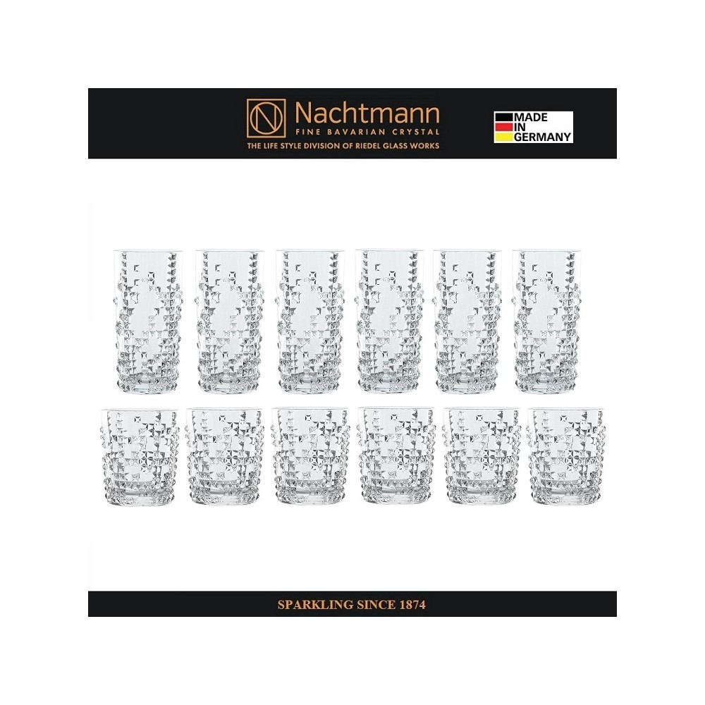 Большой набор стаканов PUNK, 6 высоких + 6 низких, хрусталь, Nachtmann, Германия