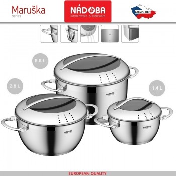 Набор кастрюль MARUSKA, индукционное дно, 6 предметов, нержавеющая сталь 18/10,Nadoba