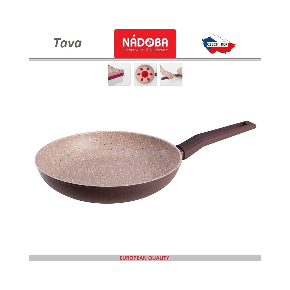Сковорода TAVA, индукционное дно, D 28 см, антипригарное покрытие, Nadoba